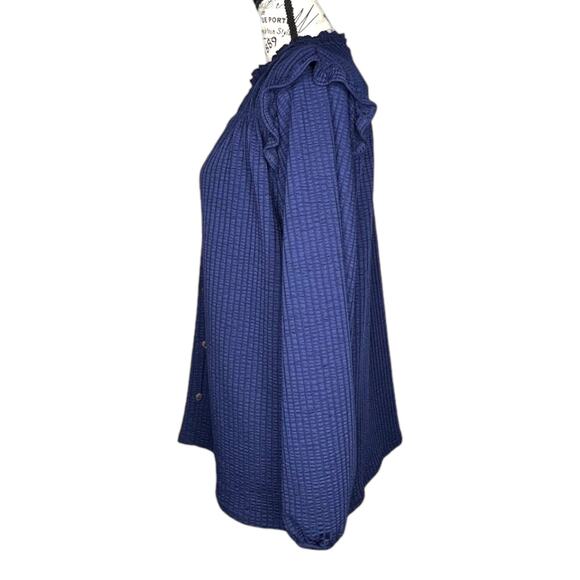 Kaileigh (S) Lev Ruffle Detail Knit Top - Stitch Fix V-Neck Button Front - Picture 3 of 13